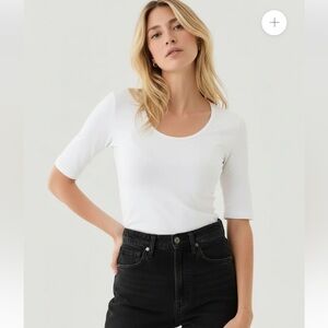 ALC white cotton stretch ballet scoop t-shirt